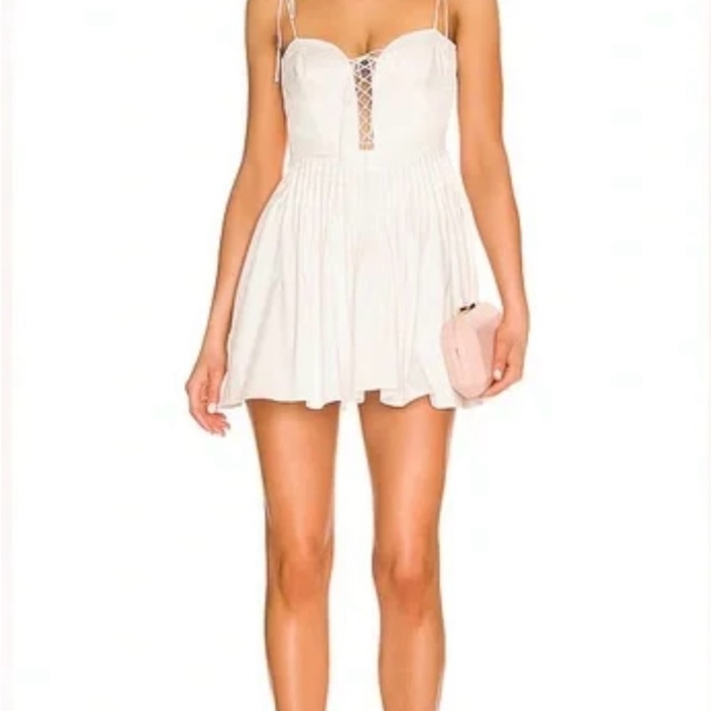 For Love And Lemons White Mini Dress with Spaghetti Straps